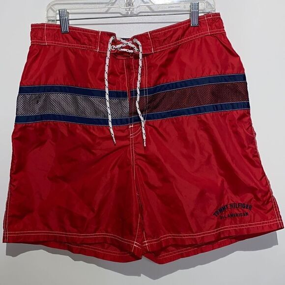 Tommy Hilfiger Men's Surf Board Shorts In Red Size L - Picture 1 of 8